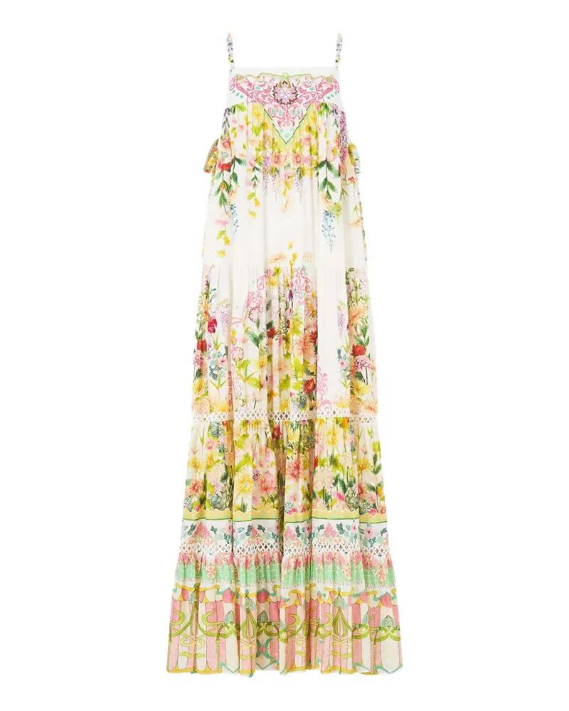 Camilla Maxikleid mit Print - Weiß Weiß