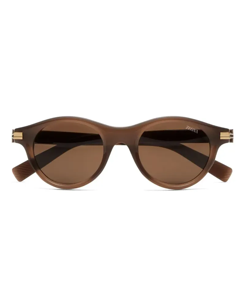 Ermenegildo Zegna Sonnenbrille mit rundem Gestell - Braun Braun