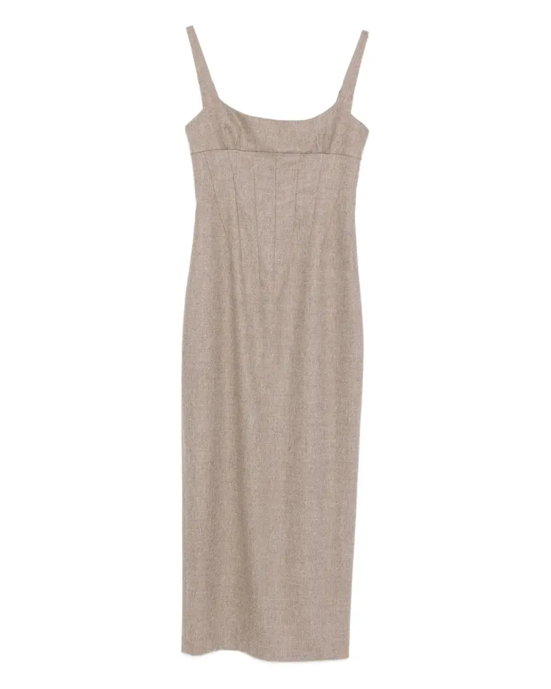 KHAITE Lotte square-neck midi dress - Nude Nude
