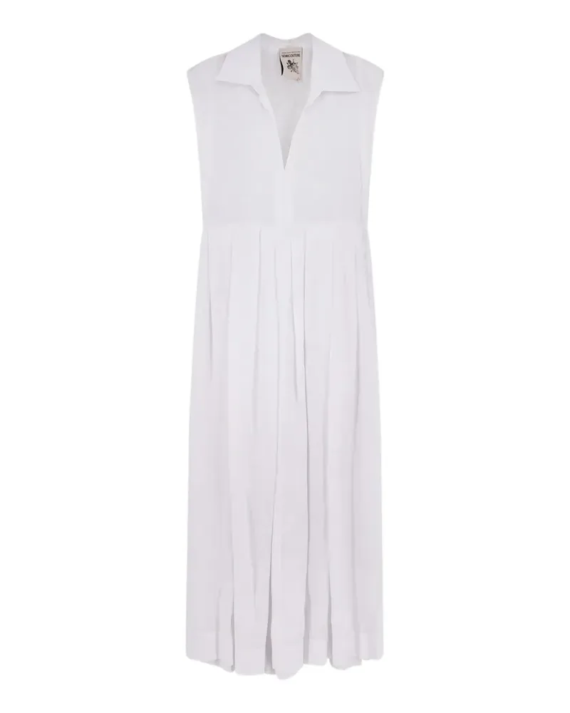 Semicouture collared pleated dress - Weiß Weiß