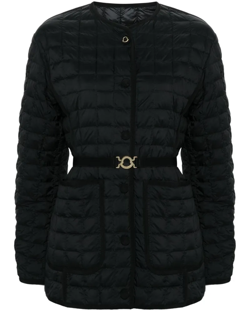 Moncler Gefütterte Jacke mit Logo-Patch - Schwarz Schwarz