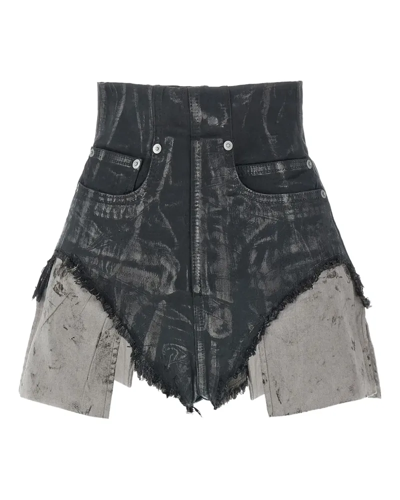 DRKSHDW by Rick Owens Beschichtete Dirt Cutoffs Shorts mit Fransen - Schwarz Schwarz