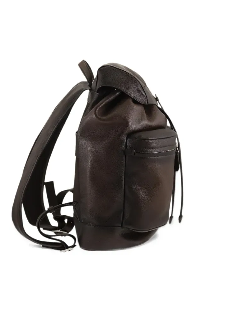 Santoni drawstring-fastening leather backpack - Braun Braun