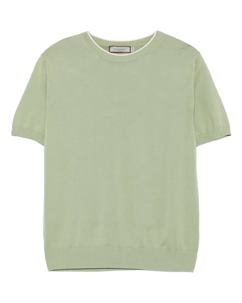 Canali Fein gestricktes T-Shirt - Grün Grün