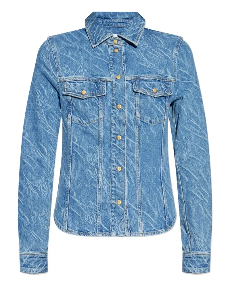 Ganni Jeanshemd mit Acid-Wash-Effekt - Blau Blau