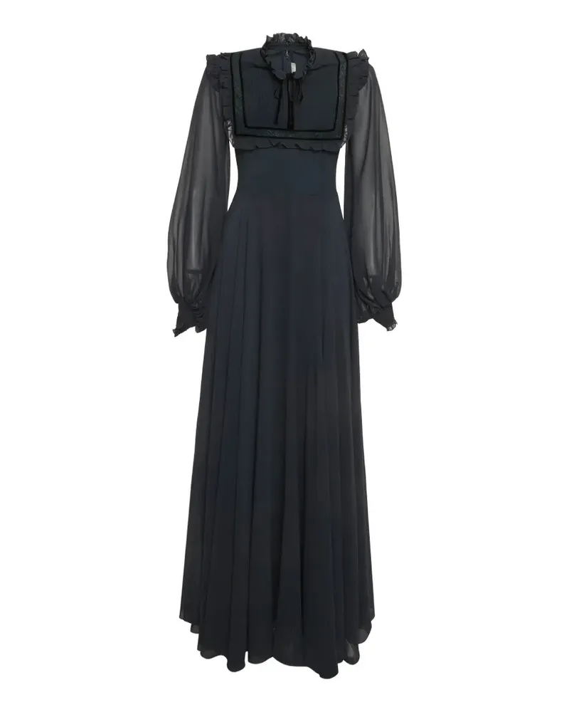 FourTwoFour on Fairfax ruffle-trim lace-panel maxi dress - Blau Blau