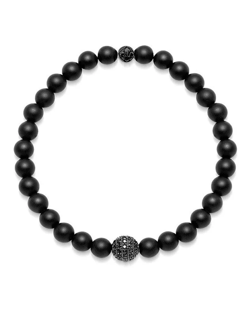 Nialaya Mattes Onyx-Perlenarmband - Schwarz Schwarz