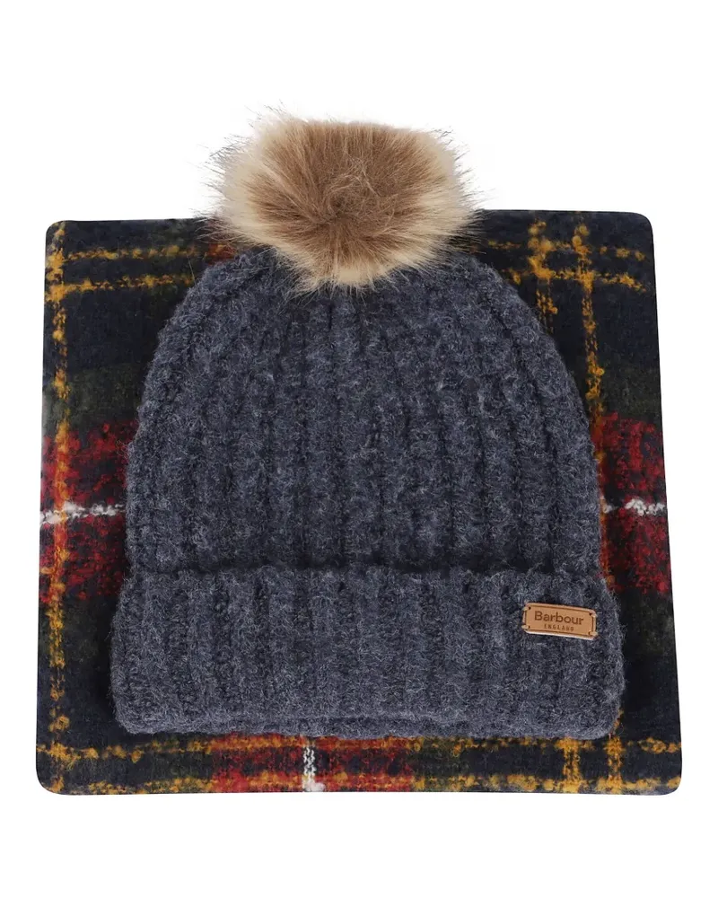 Barbour pompom-detail beanie-scarf set - Rot Rot