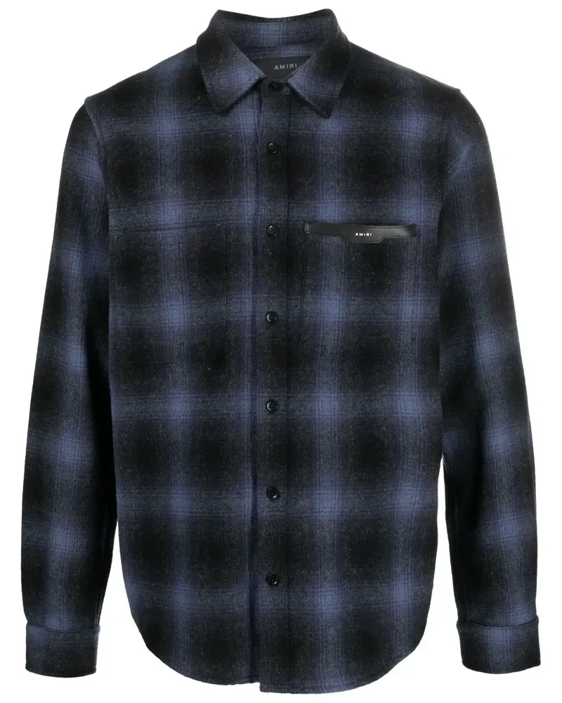 Amiri Kariertes Hemd mit Logo-Patch - Blau Blau