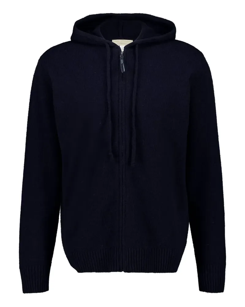 120% Lino Gestrickte Kapuzenjacke - Blau Blau