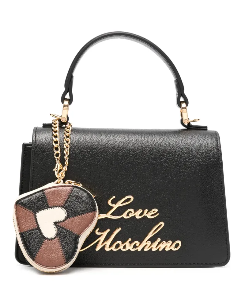 Moschino logo charm tote bag - Schwarz Schwarz