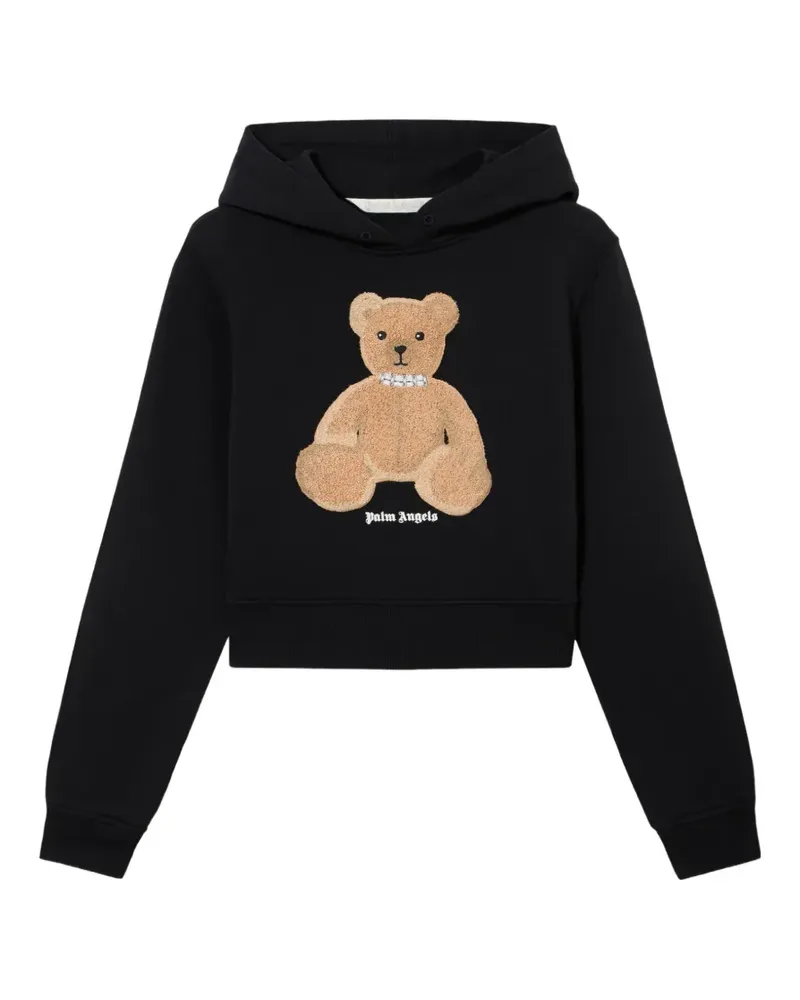 Palm Angels Cropped-Hoodie mit Teddy - Schwarz Schwarz