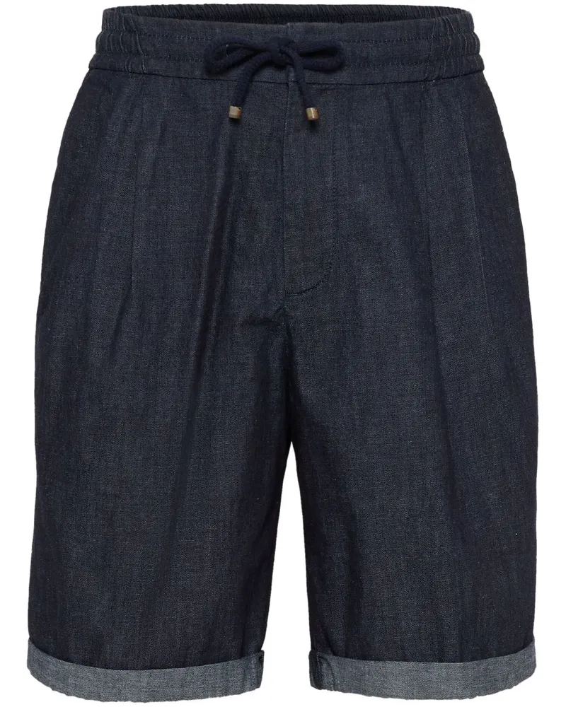 Brunello Cucinelli Jeans-Shorts mit Kordelzug Blau
