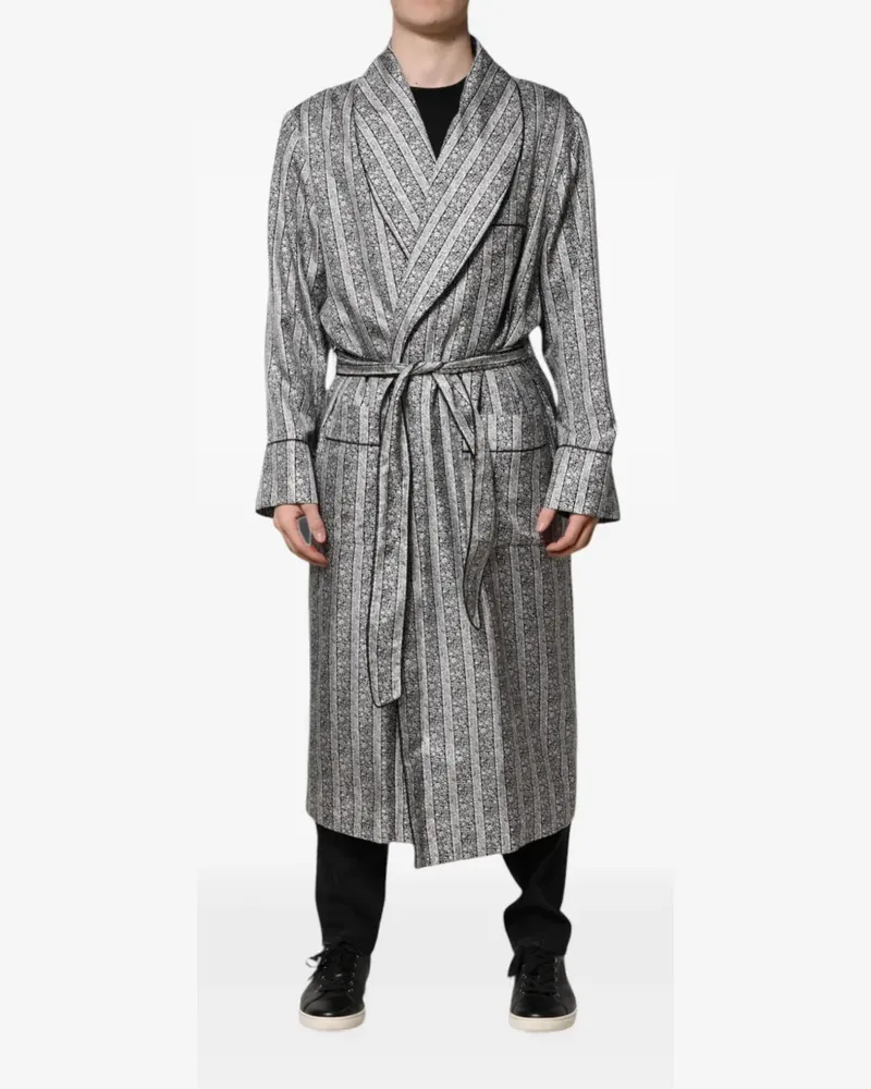 Dolce & Gabbana Seiden-Morgenmantel mit Schalkragen - Silber Silber