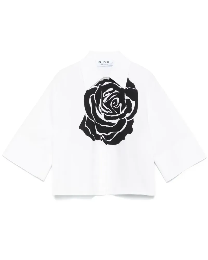 Blumarine Hemd mit Rosen-Print - Weiß Weiß