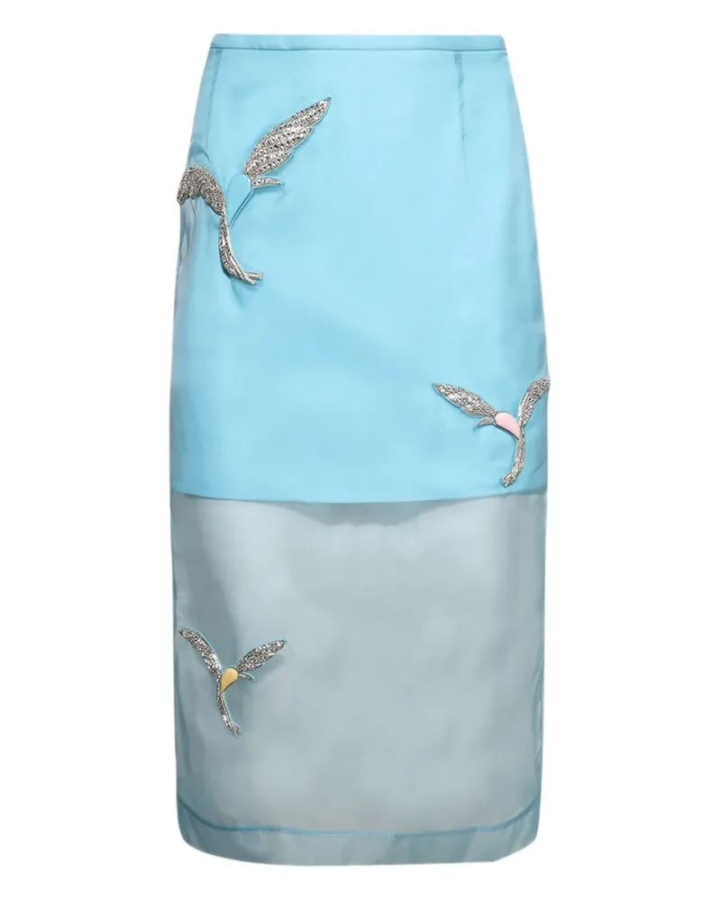 David Koma Verzierter Hummingbird Organza-Rock - Blau Blau