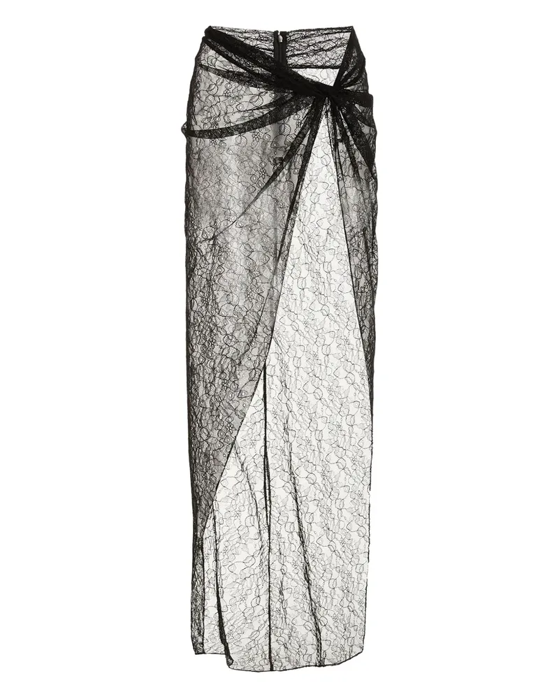 LaQuan Smith lace wrap cover-up - Schwarz Schwarz