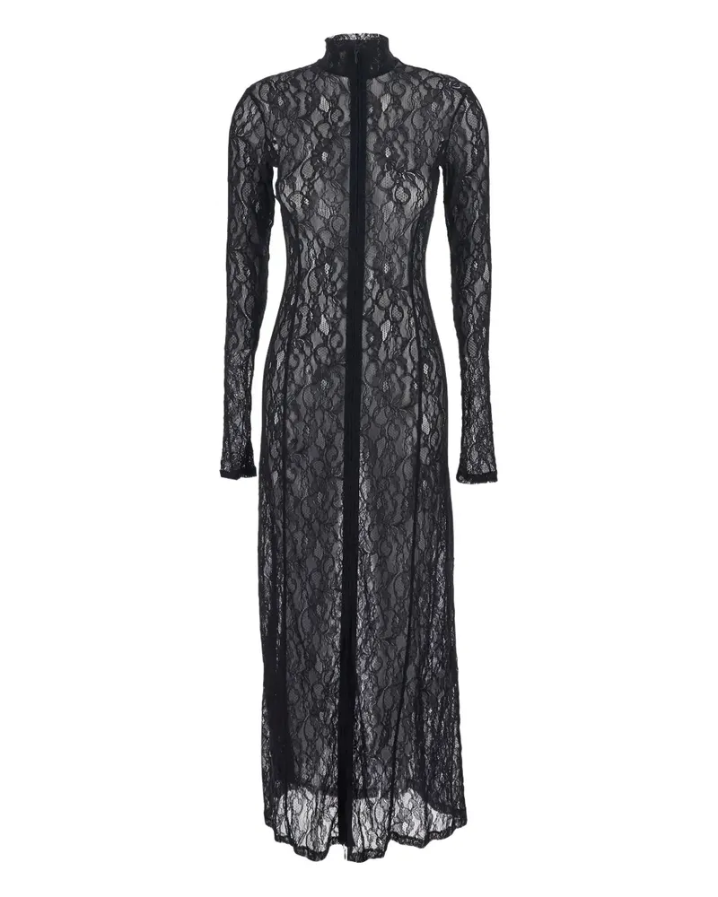 MSGM Maxikleid mit Stehkragen - Schwarz Schwarz