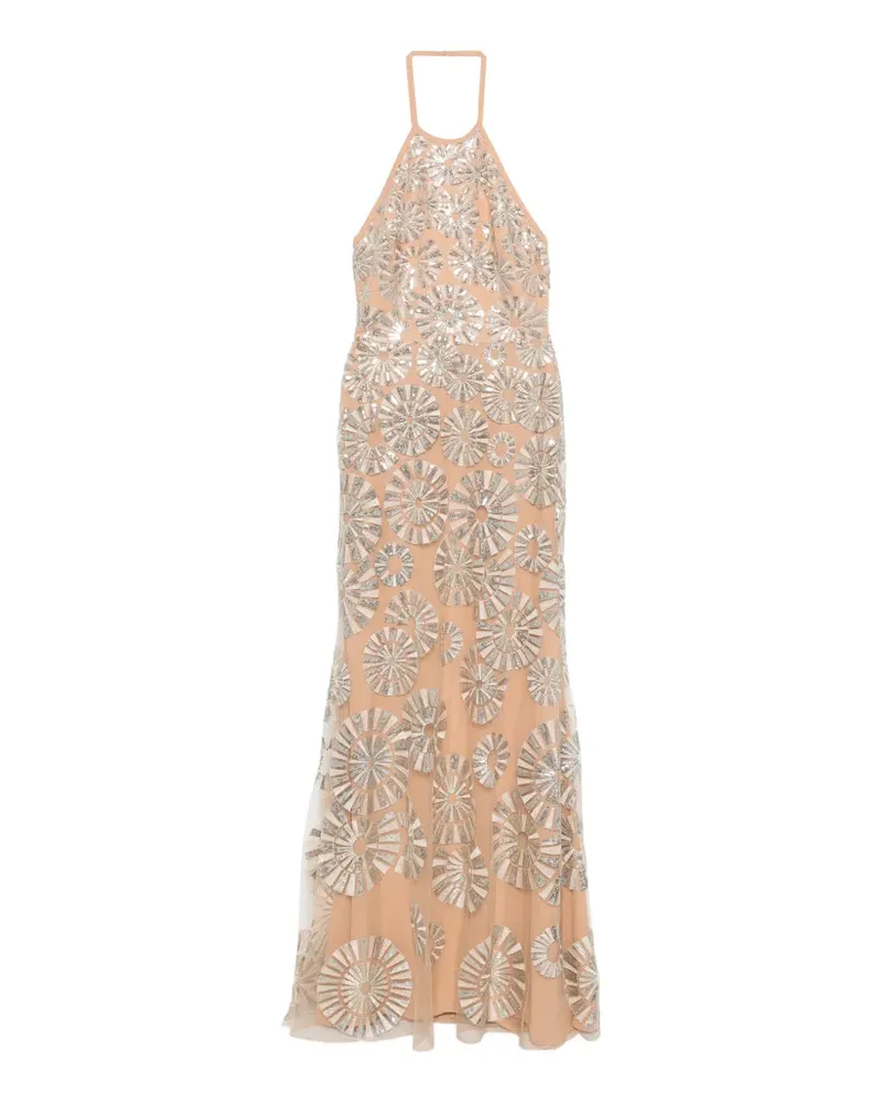 Elie Saab Maxikleid mit Pailletten - Nude Nude