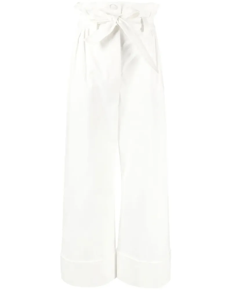 Max Mara Hose mit Paperbag-Taille - Weiß Weiß