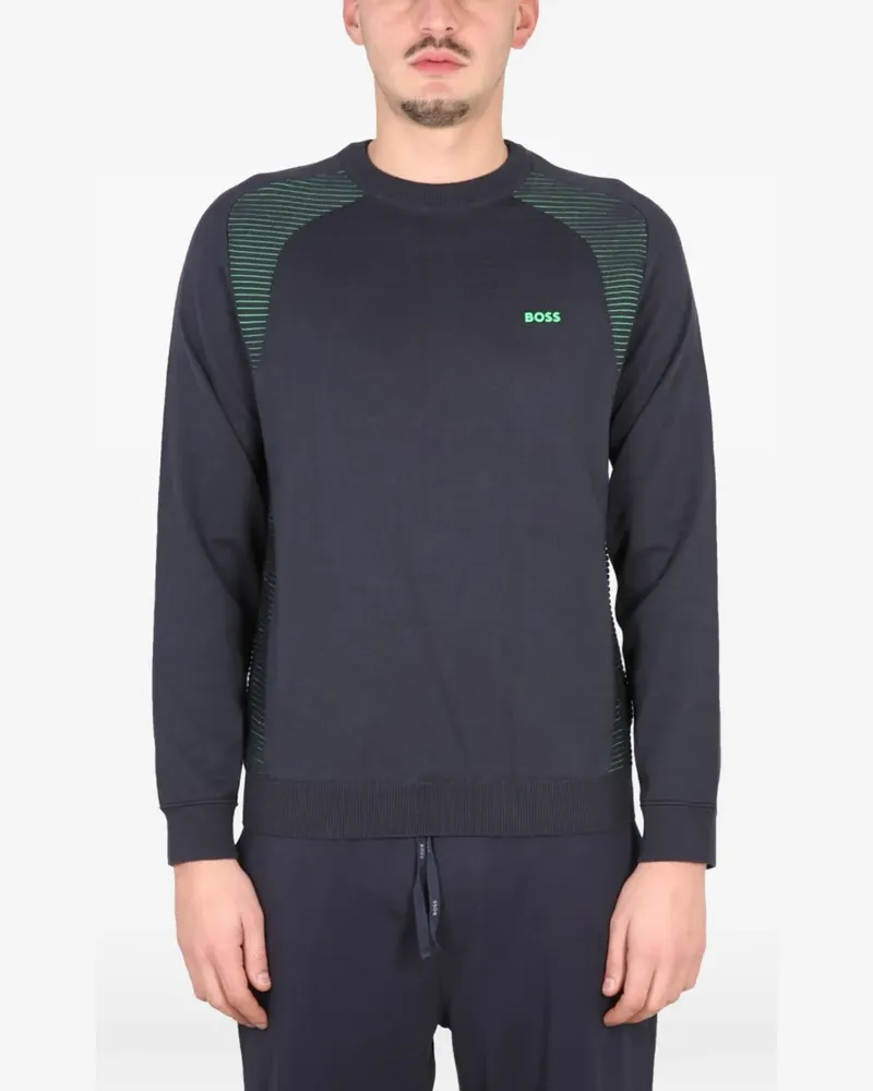 HUGO BOSS Gestreifter Pullover mit Logo-Print - Blau Blau