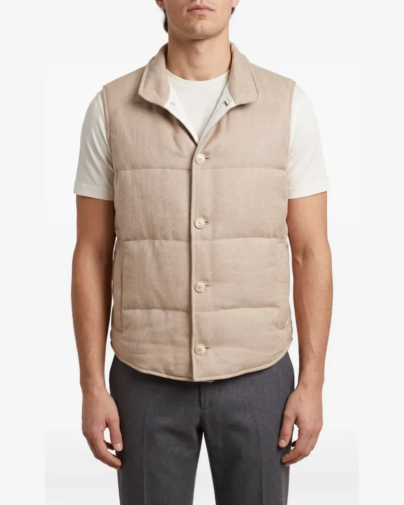 Brunello Cucinelli padded button-down vest - Nude Nude