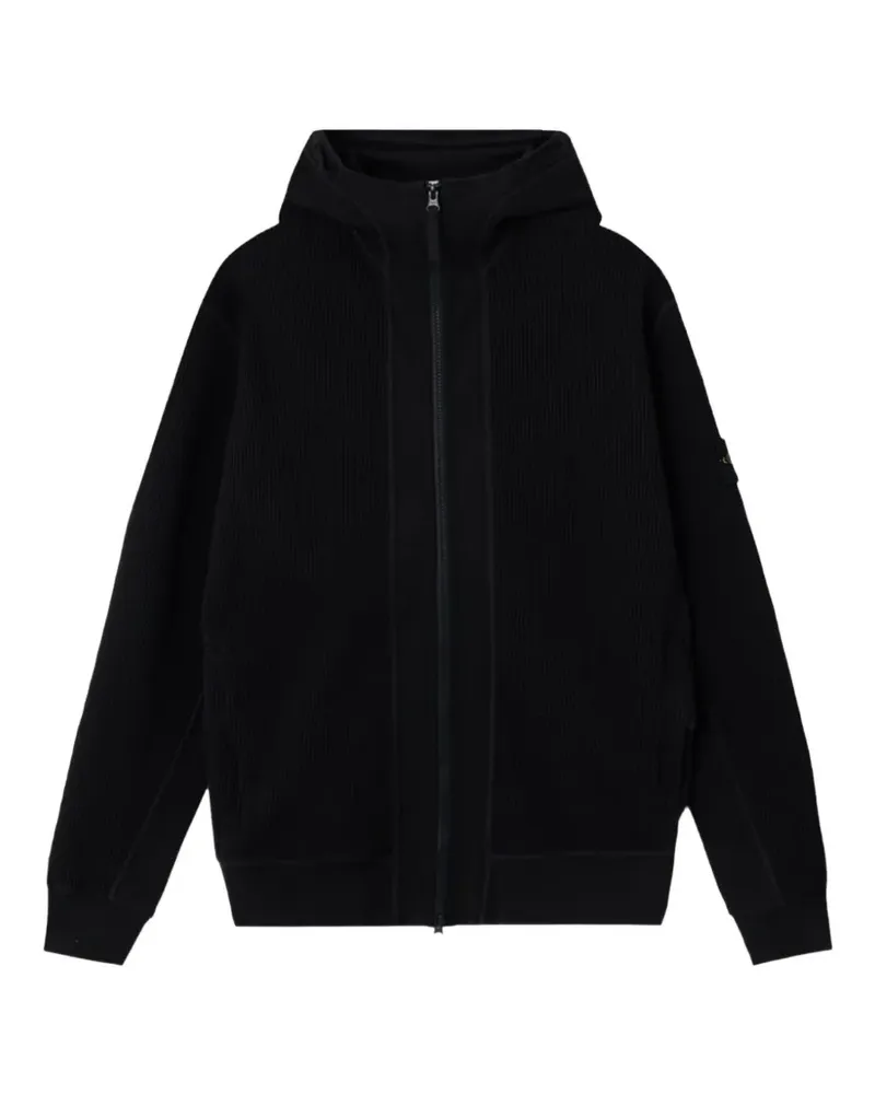 Stone Island logo-patch zip-up hoodie - Schwarz Schwarz