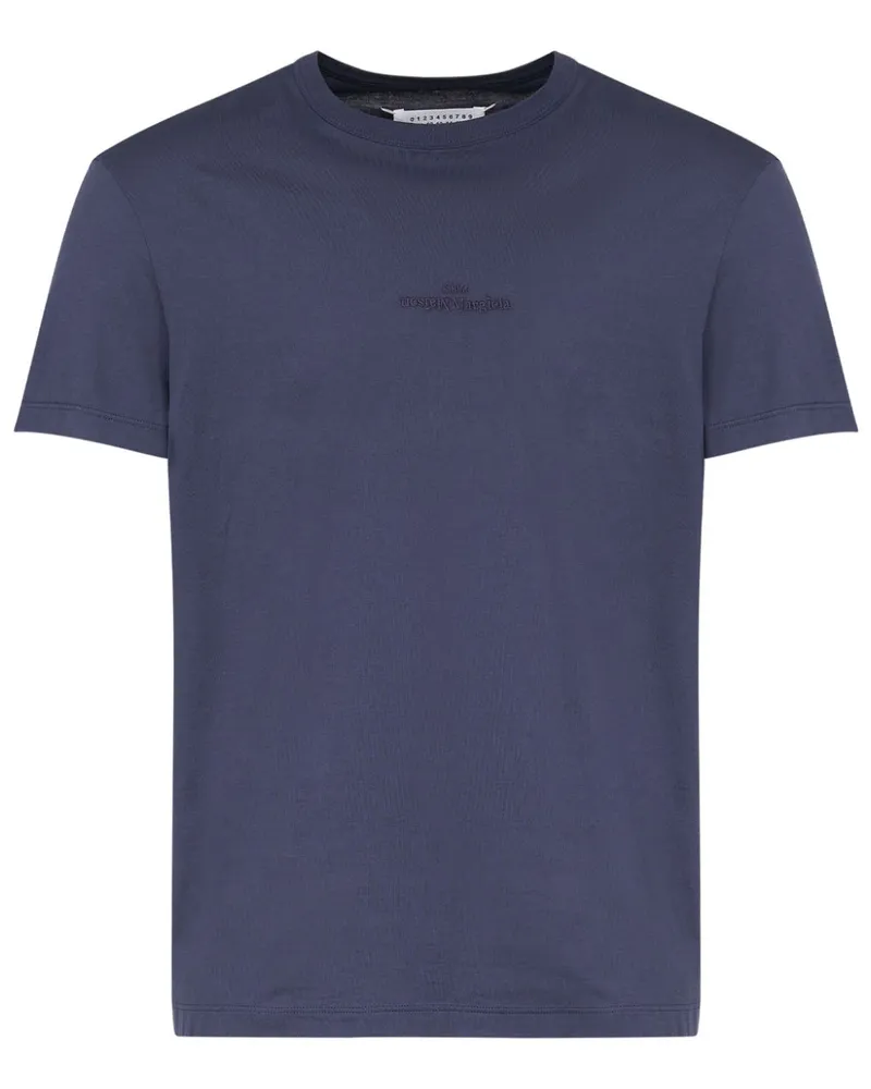 Maison Margiela T-Shirt mit Logo-Stickerei - Blau Blau