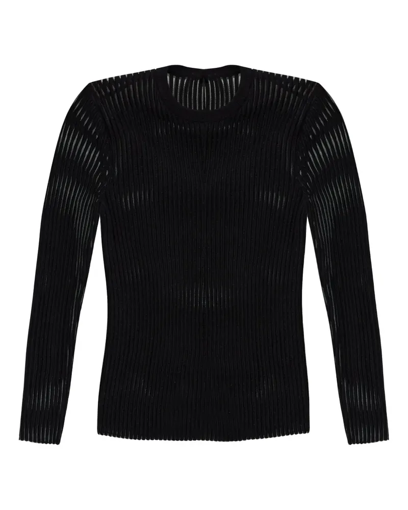Helmut Lang Geripptes Langarmshirt - Schwarz Schwarz