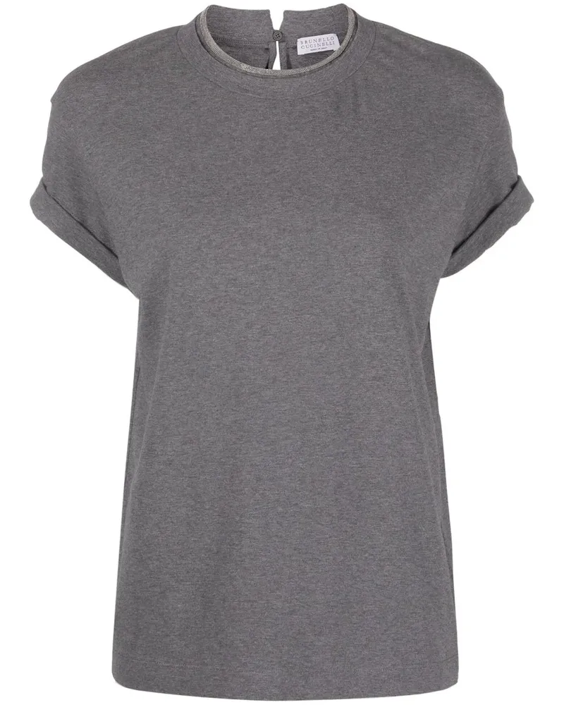 Brunello Cucinelli T-Shirt mit Glitter - Grau Grau