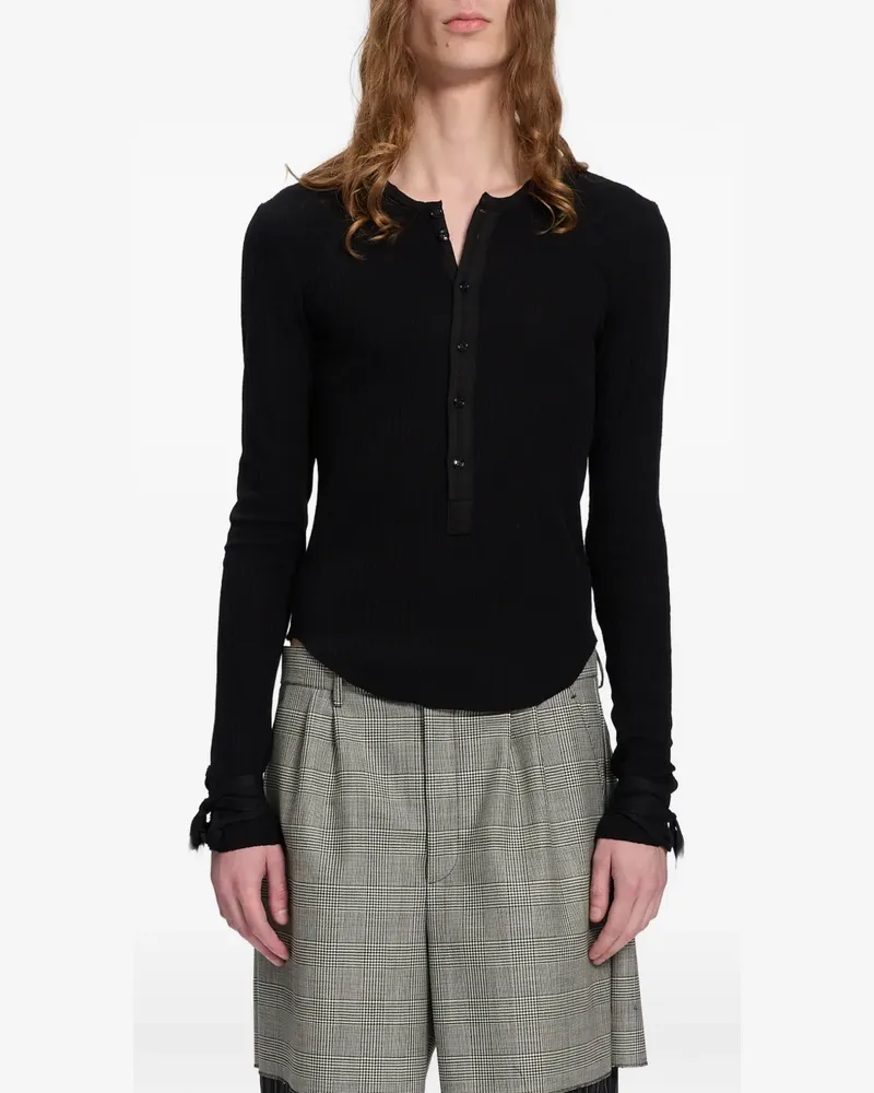 Ann Demeulemeester T-Shirt in Pointelle-Strick - Schwarz Schwarz