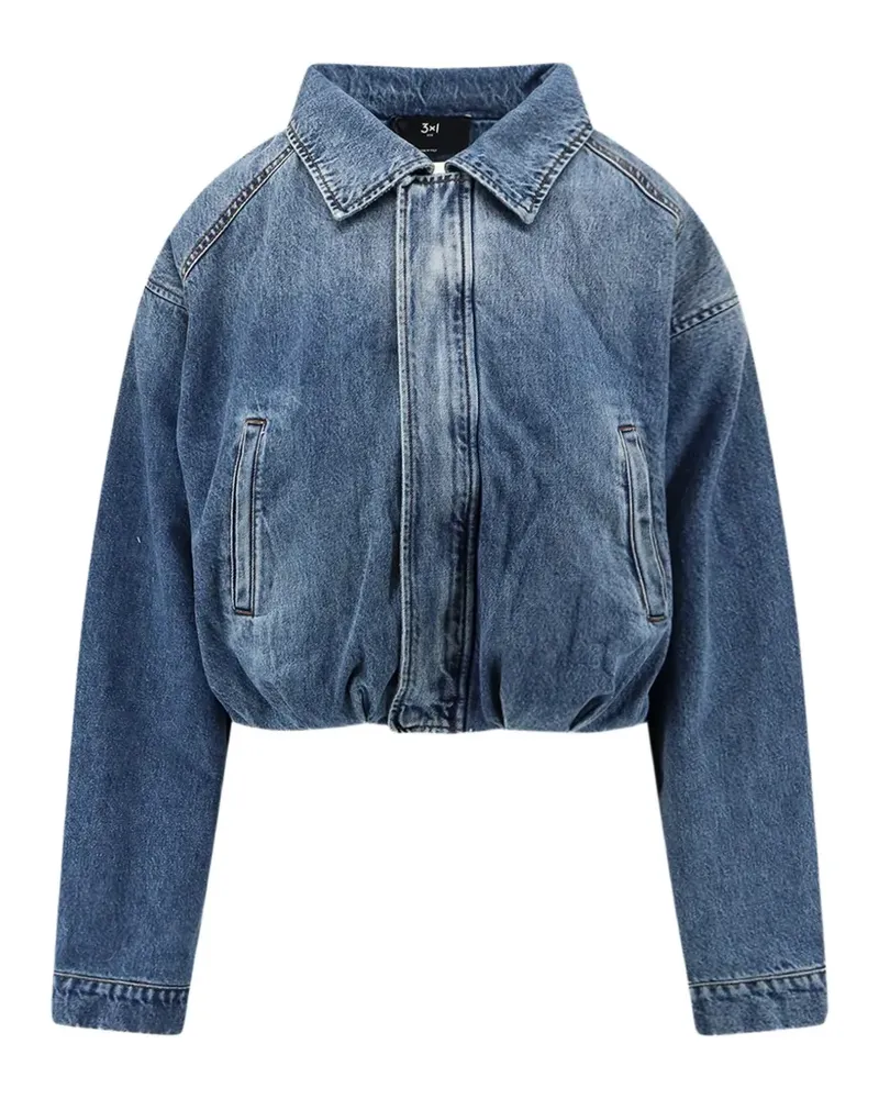 3x1 Amelia cropped zip-up denim jacket - Blau Blau