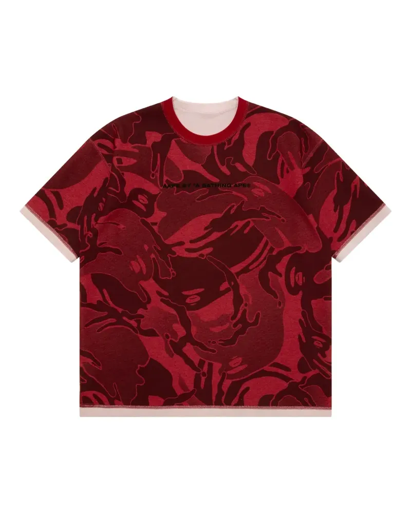BAPE Moonface reversible camouflage-print T-shirt - Rot Rot