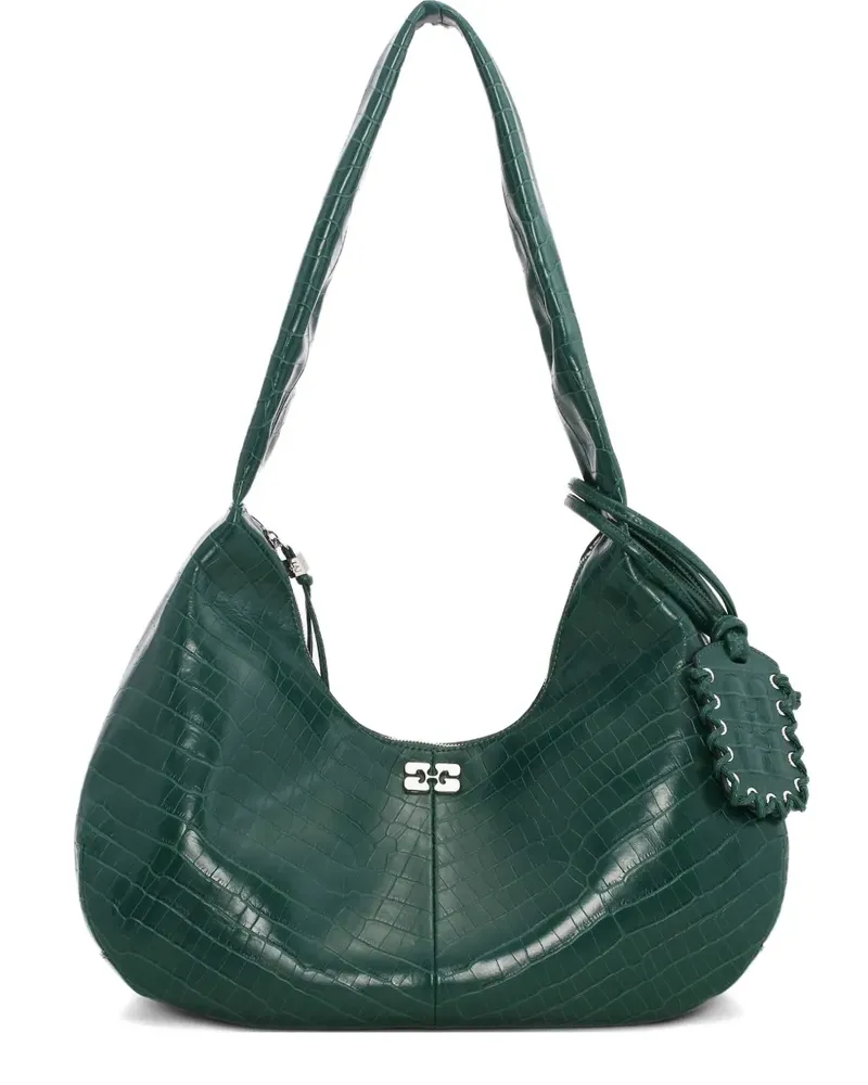 Ganni Schultertasche mit Kroko-Prägung - Grün Grün