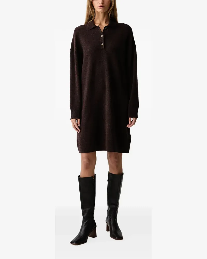 Marc O'Polo button-placket polo-collar mini dress - Braun Braun