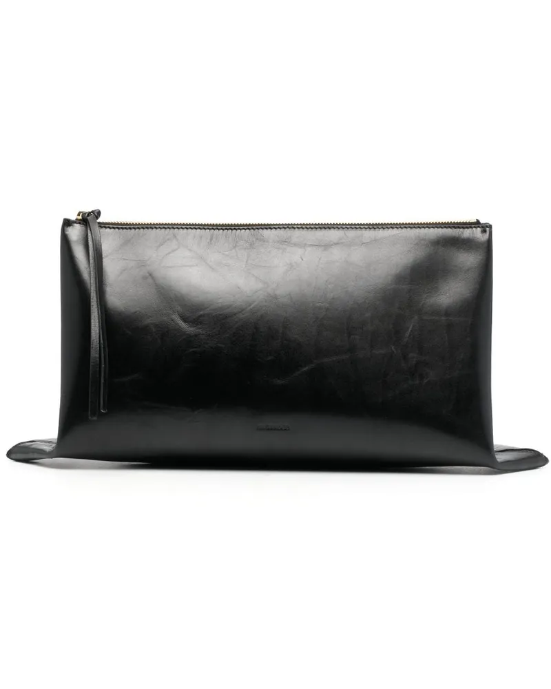 Jil Sander Clutch mit Logo-Prägung - Schwarz Schwarz