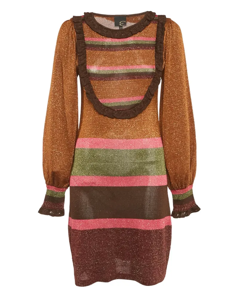 Just Cavalli metallic lurex ruffled mini dress - Braun Braun