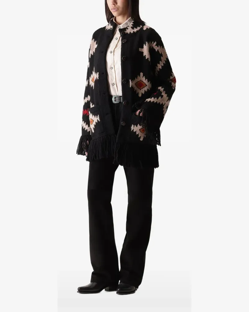 Fortela Liora Navajo-intarsia cardigan - Schwarz Schwarz