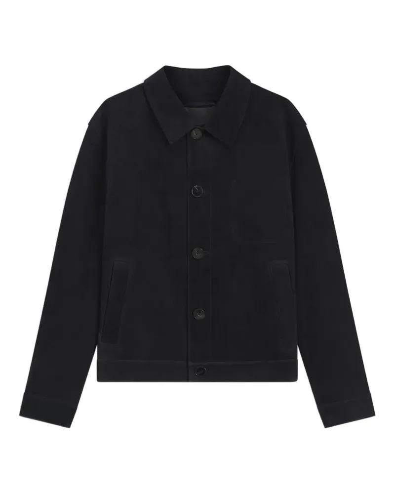 HUGO BOSS Ligor suede jacket with stitched breast-pocket detail - Blau Blau