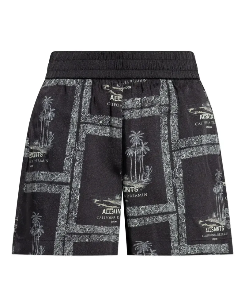AllSaints Lettie Shorts mit Palmen-Print - Schwarz Schwarz