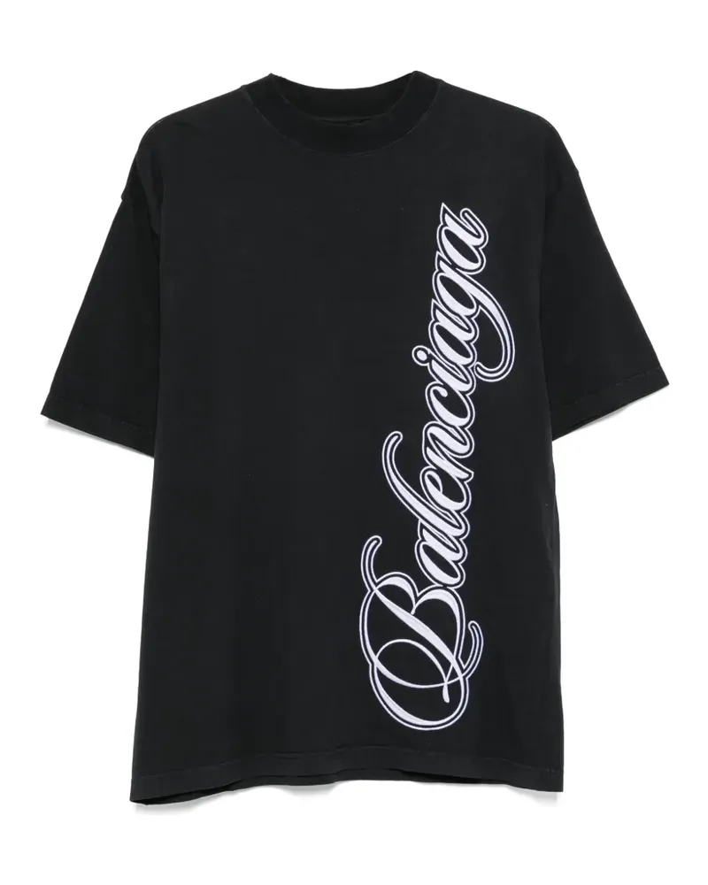 Balenciaga Cursive logo-print T-shirt - Schwarz Schwarz