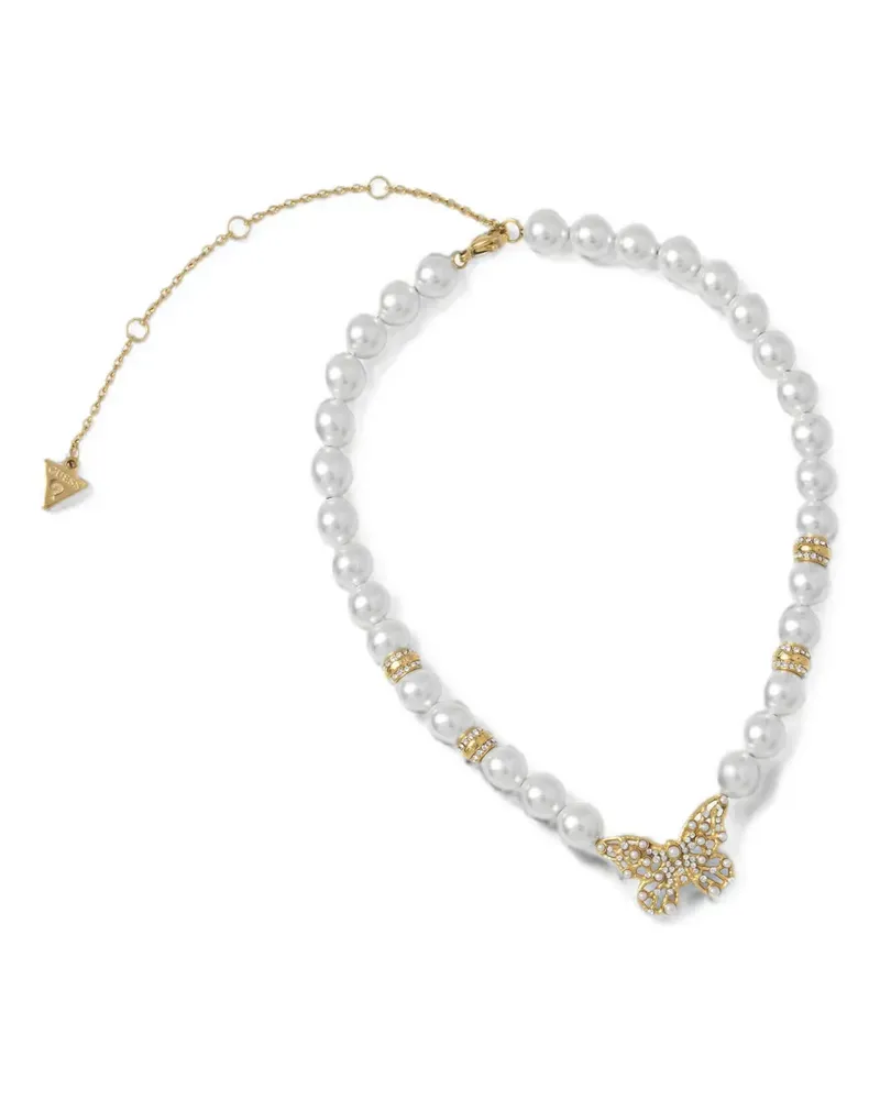 Guess butterfly-pendant faux-pearl necklace - Weiß Weiß