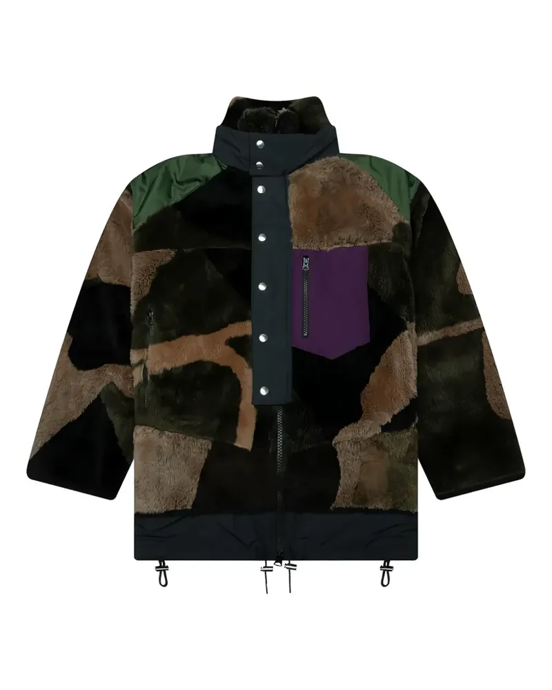 Sacai x Kaws Jacquard-Jacke aus Faux Fur - Grün Grün