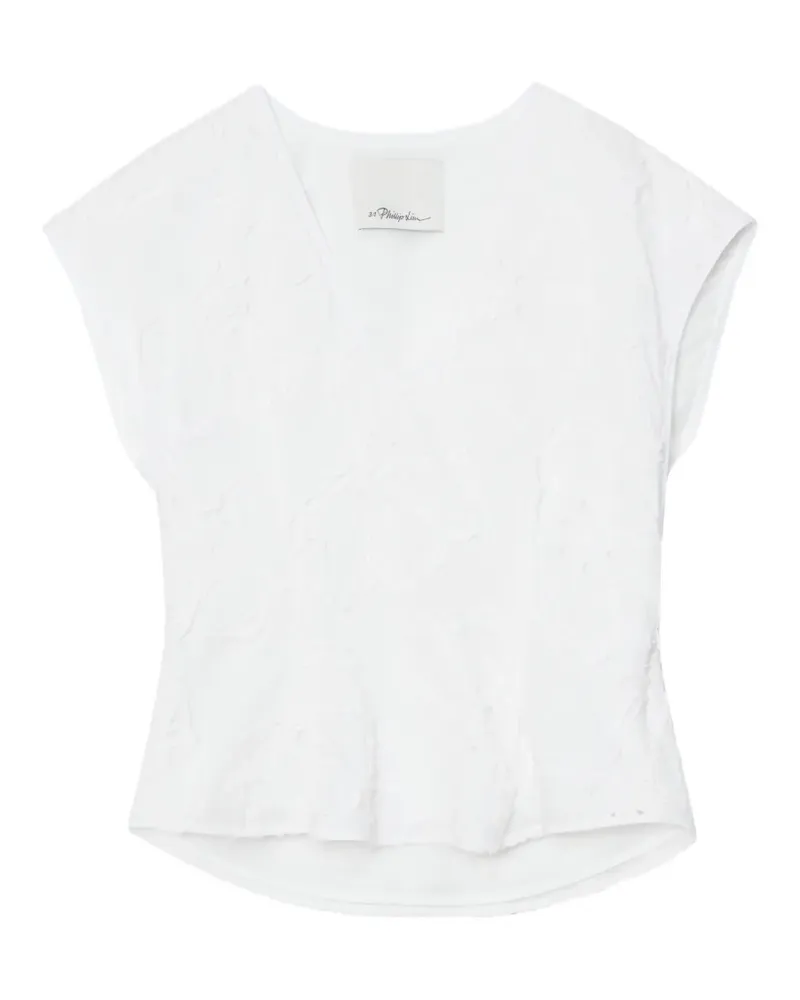 3.1 phillip lim Geblümte Bluse mit V-Ausschnitt - Weiß Weiß