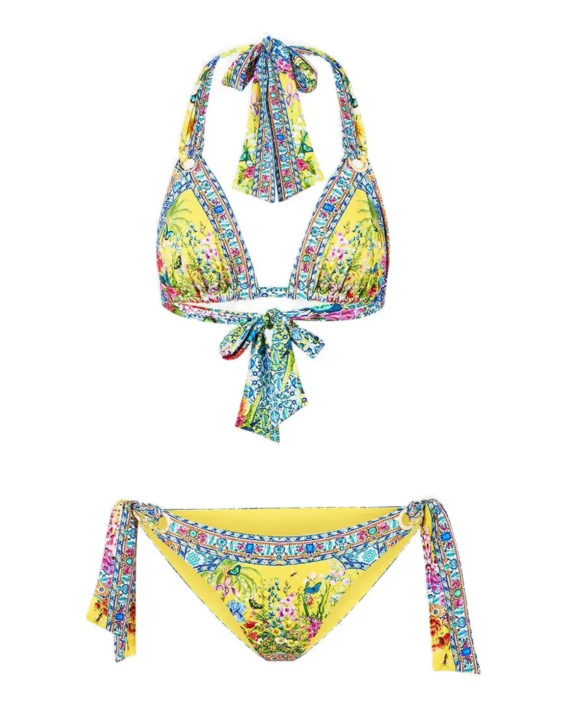 Camilla Soft Thick Tie Tri floral-print bikini set - Gelb Gelb