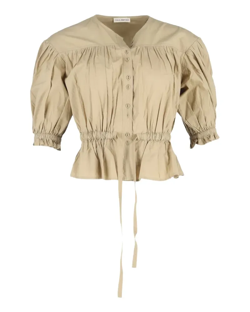 Ulla Johnson gathered puff-sleeves blouse - Nude Nude