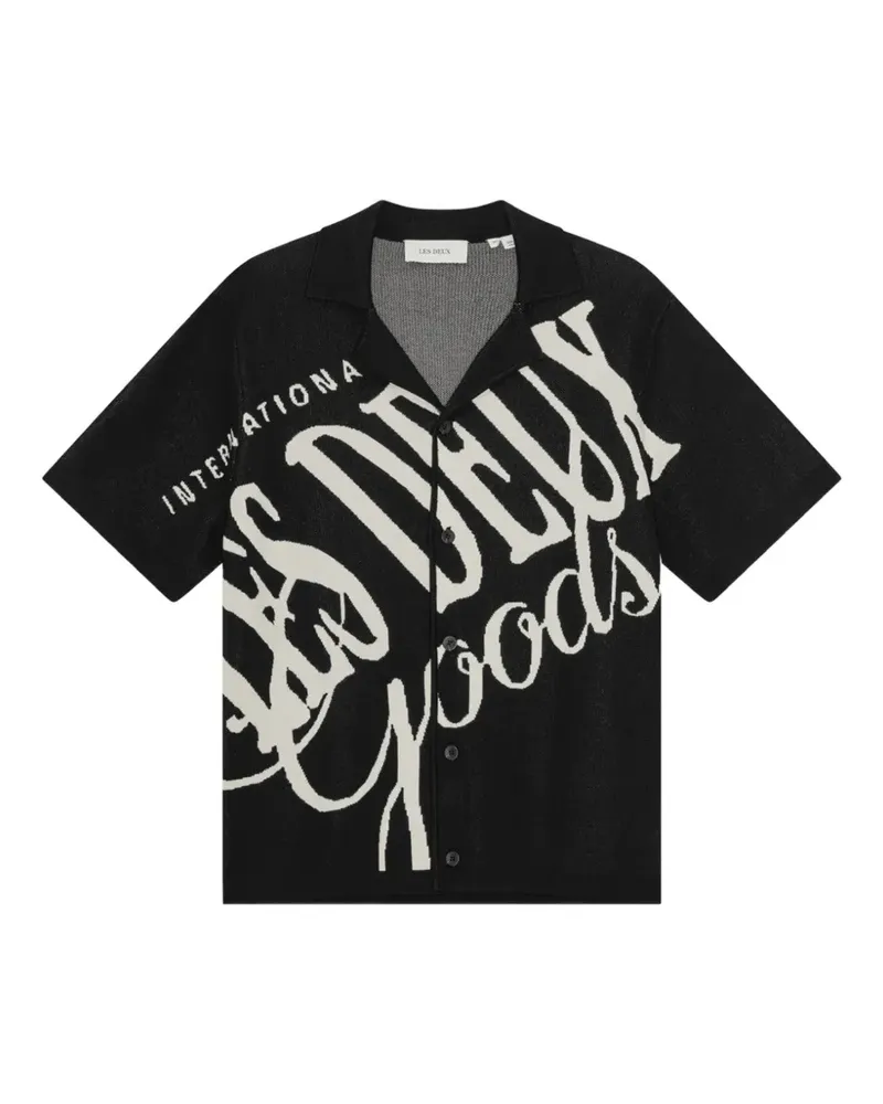 LES DEUX Hemd mit Logo-Print - Schwarz Schwarz