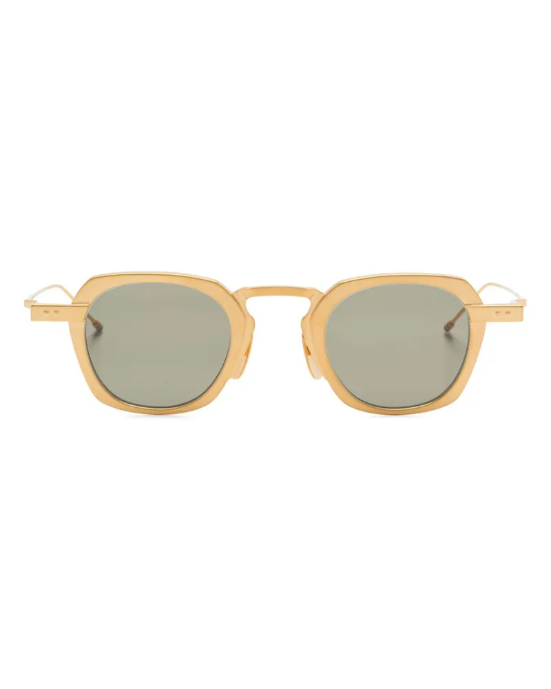 Thom Browne Sonnenbrille mit geometrischem Gestell - Gold Gold