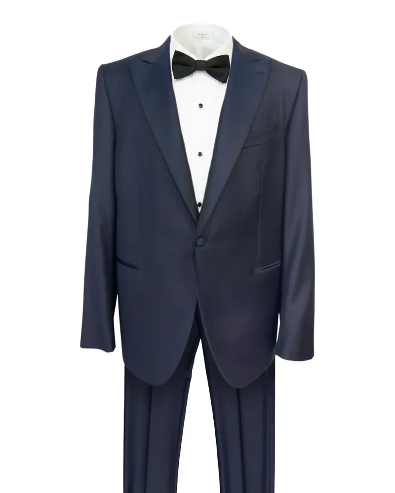 Caruso single-breasted satin-lapel tuxedo suit - Blau Blau