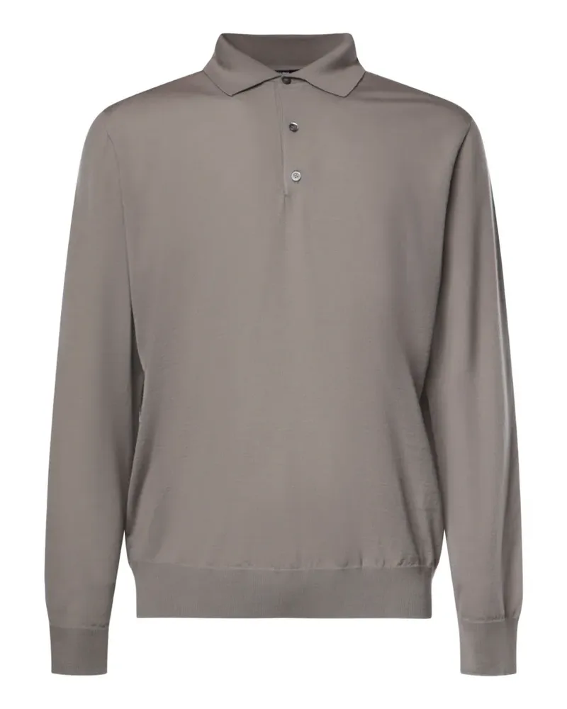 Alpha Studio long-sleeve polo sweater - Grau Grau